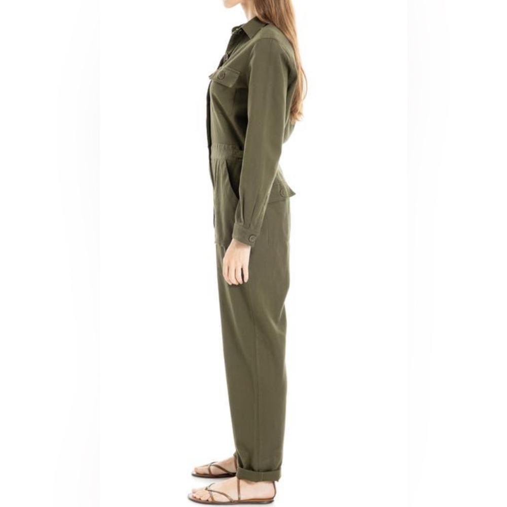 NWT [MAX STUDIO] Tab Sleeve Utility Jumpsuit in Olive, Women’s Size X-Small - Picture 4 of 8